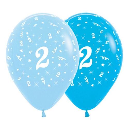  30cm Age 2 Fashion Blue & Royal Blue Latex Balloons 6 Pack