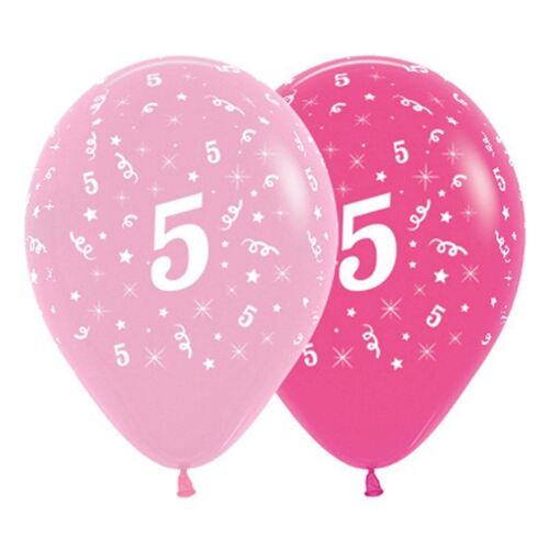  30cm Age 5 Fashion Pink Assorted Latex Balloons 6 Pack