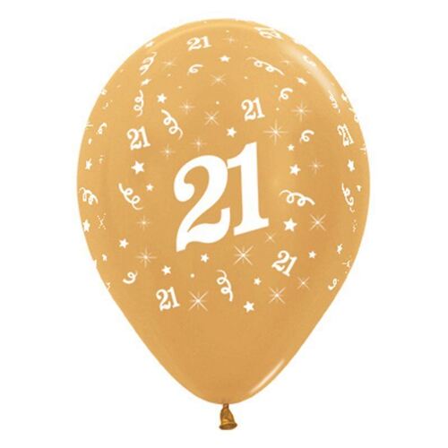  30cm Age 21 Metallic Gold Latex Balloons 6 Pack