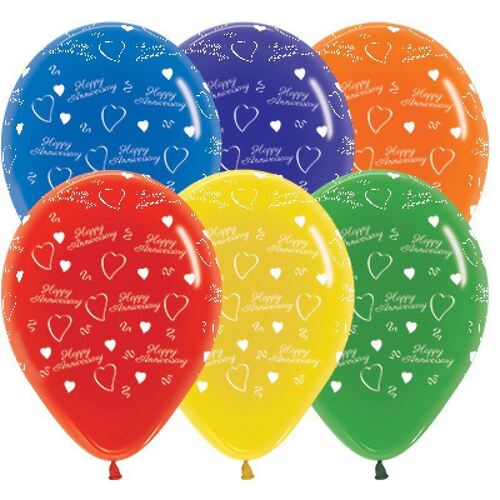 30cm Anniversary Crystal Assorted Latex Balloons 25 Pack