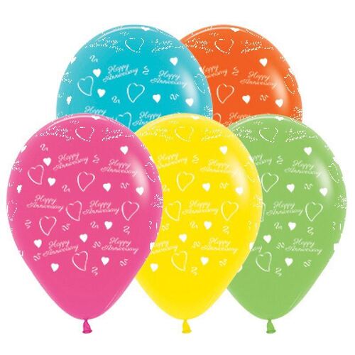 30cm Anniversary Tropical Assorted Latex Balloons 25 Pack