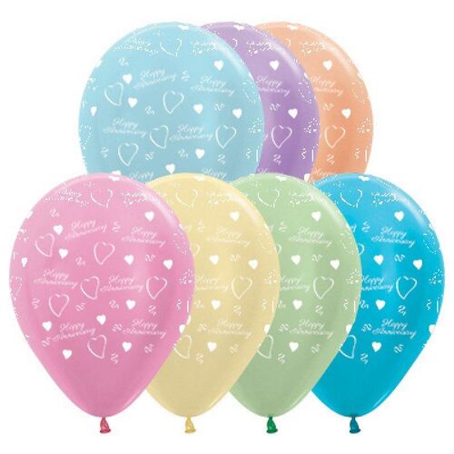 30cm Anniversary Satin Pearl Assorted Latex Balloons 25 Pack