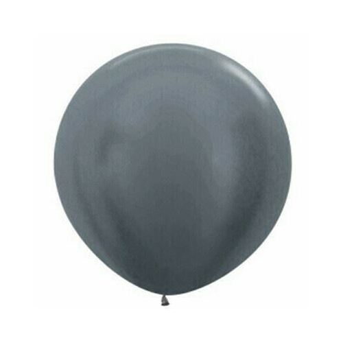 90cm Metallic Graphite Silver Latex Balloons 2 Pack
