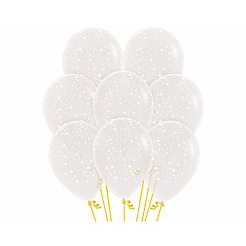 30cm Sempertex Small Stars on Crystal Clear Latex Balloons 12 Pack