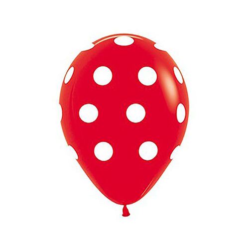 Polka Dots On Fashion Red  30cm 12 Pack Balloons