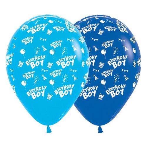 30cm Birthday Boy Fashion Blue & Royal Blue Latex Balloons 25 Pack