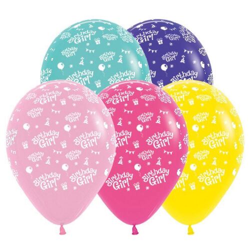 30cm Birthday Girl Fashion Assorted Latex Balloons 25 Pack