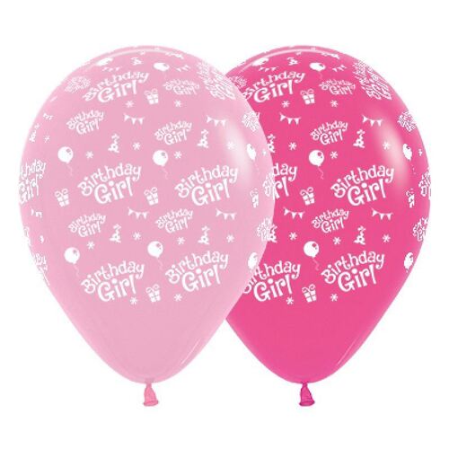 30cm Birthday Girl Fashion Pink & Fuchsia Latex Balloons 6 Pack