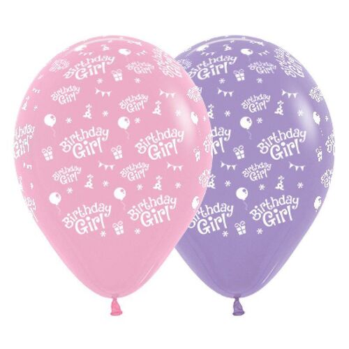 30cm Birthday Girl Fashion Pink & Lilac Latex Balloons 25 Pack