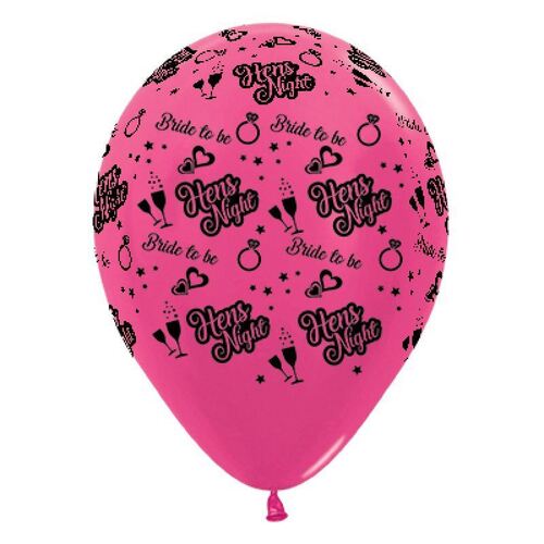 Sempertex 30cm Hens Night Bride to Be Metallic Fuchsia Latex Balloons 25 Pack