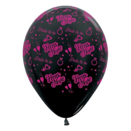 Sempertex 30cm Hens Night Bride to Be Metallic Black Latex Balloons 25 Pack