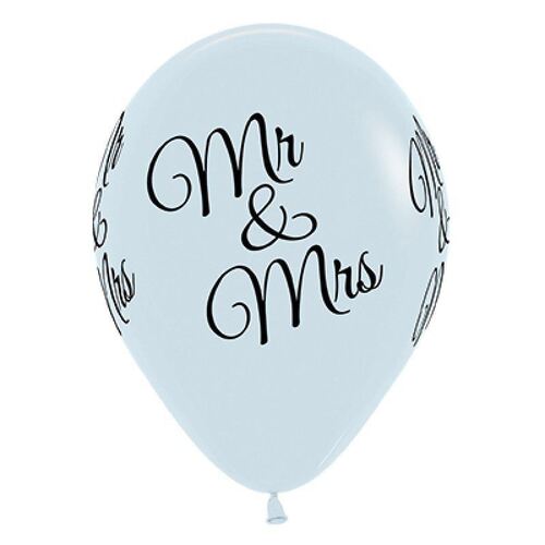 30cm Mr & Mrs Fashion White Latex Balloons 25 Pack