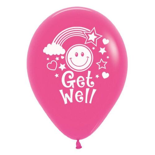 30cm Get Well Smiley Faces Fashion Fuchsia Latex Balloons 25 Pack