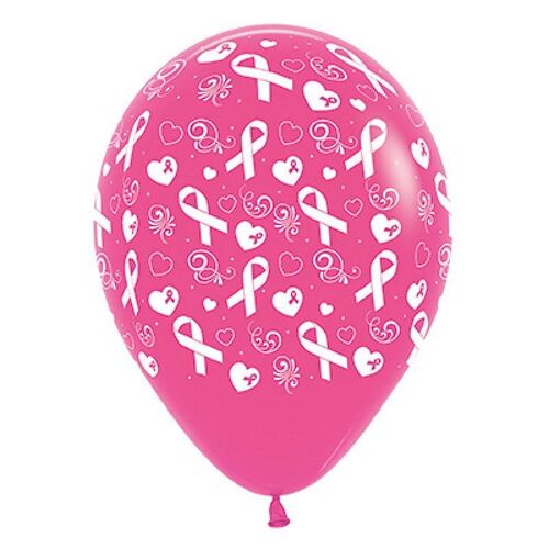 Pink Ribbon Bubblegum Fuchsia Fashion30cm 12 Pack Balloons