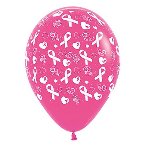Pink Ribbon Bubblegum Fuchsia Fashion30cm 12 Pack Balloons