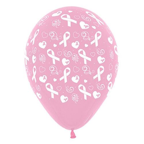 Pink Ribbon 6pk Bubblegum Pink Fashion30cm 12 Pack Balloons