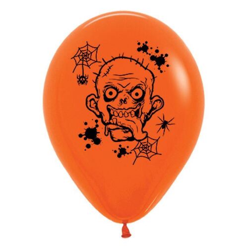 30cm Zombie Horror Fashion Orange Latex Balloons 6 Pack