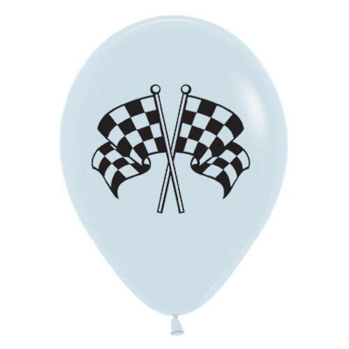 Sempertex 30cm Racing Flags Fashion White & Black Ink Latex Balloons 25 Pack