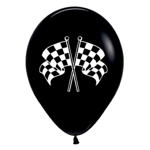 Sempertex 30cm Racing Flags Fashion Black & White Ink Latex Balloons 25 Pack