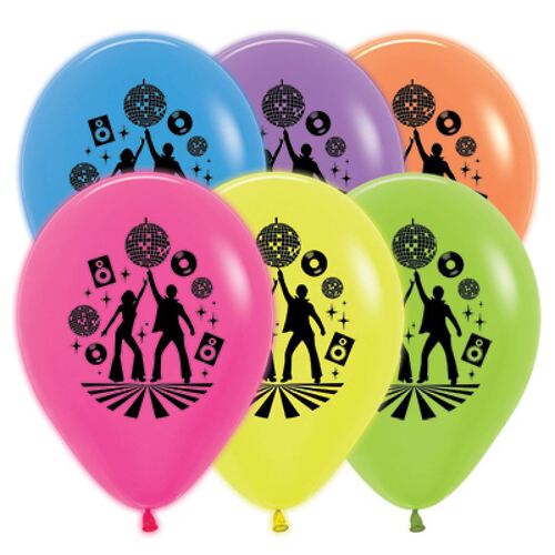 30cm Sempertex Disco Theme Neon Assorted Latex Balloons 25 Pack
