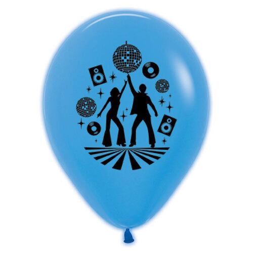 30cm Sempertex Disco Theme Neon Blue Latex Balloons 6 Pack