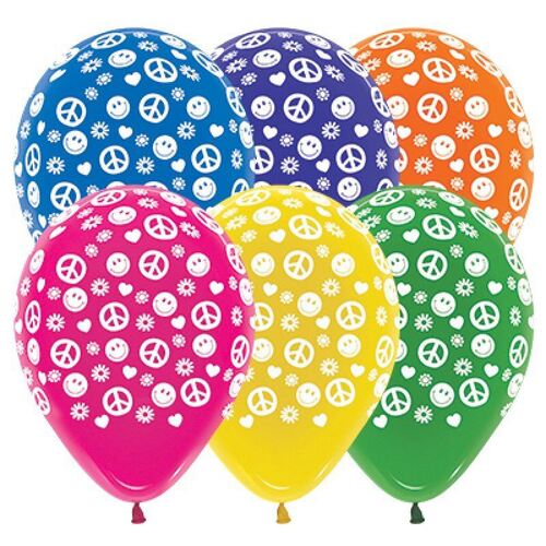 Sempertex 30cm Peace & Love Crystal Assorted Latex Balloons 25 Pack