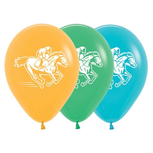 30cm Sempertex Horse Racing Fashion Mango, Jade Green & Caribbean Blue Latex Balloons 25 Pack