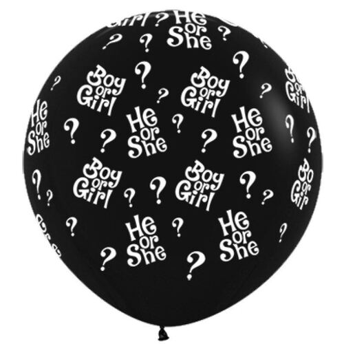 90cm He or She Question Marks Fashion Black Latex Balloons 1 Pack