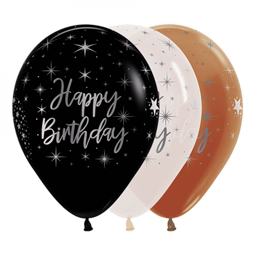 30cm METALink Happy Birthday Fashion &Metallic Assorted Latex Balloons 12 Pack