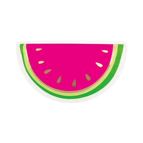 Foil Stamped Watermelon Shaped Paper Plates 26cm 8 Pack