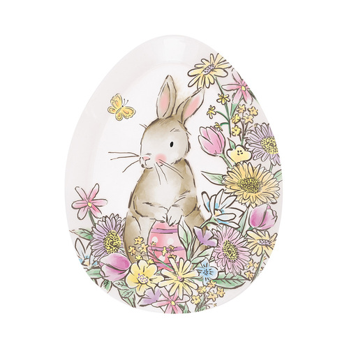 Easter Whimsy Egg Shaped Reusable Plastic Serving Tray 37cm X 28cm