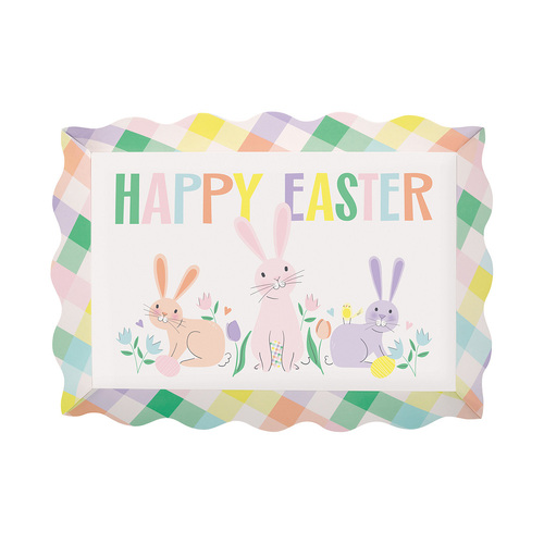 Pretty Easter Scalloped Edge Cardboard Serving Tray 33cm X 24cm