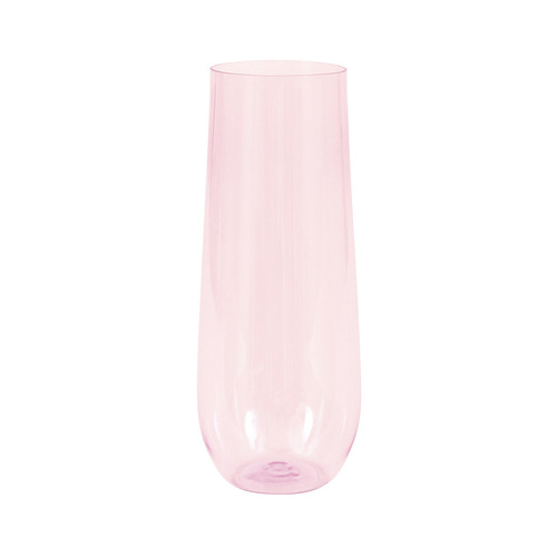 Pink Reusable Plastic Stemless Champagne Flute 266ml