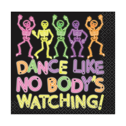 Neon Lights Halloween Beverage Napkin 2ply 25cm X 25cm 16 Pack