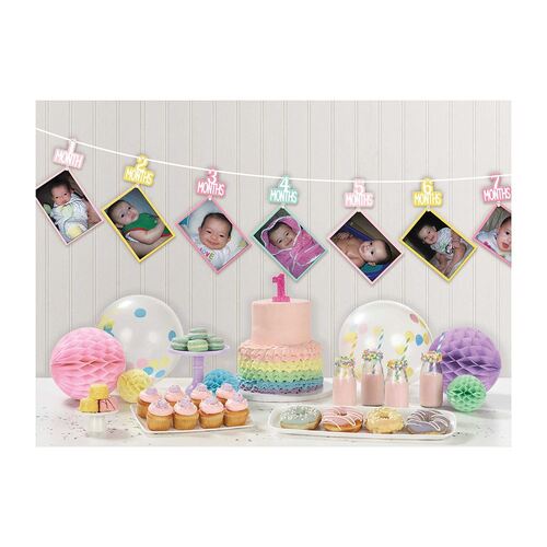 1st Birthday Girl Photo Ribbon Garland