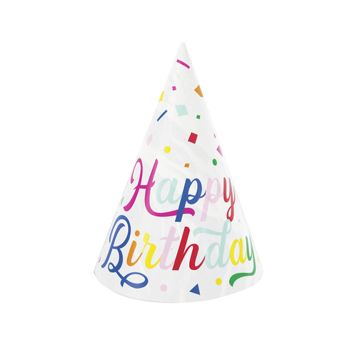 Colourful Confetti Party Hats 8 Pack
