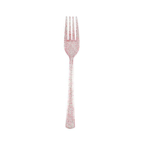 Pink Glitter Reusable Forks 18 Pack