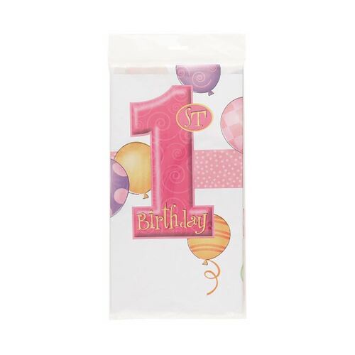 1st Balloons Pink Tablecover