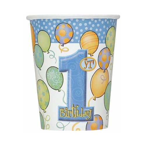 1st Balloons Blue Paper Cups 8 Pack 270ml