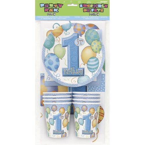 1st Balloons Blue Party pk For 8