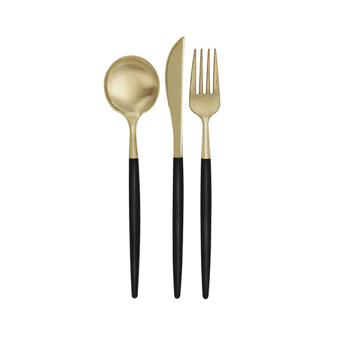 Black & Gold Assorted Reusable Cutlery 12 Pack