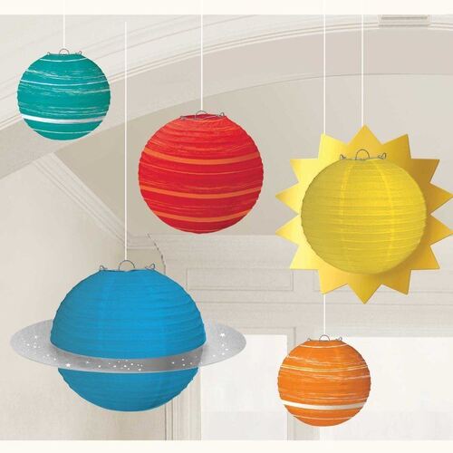 Blast Off Birthday Planets Paper Lanterns 5 Pack