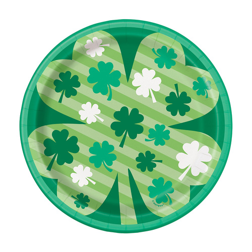 Lucky Clover Paper Plates 18cm 8 Pack