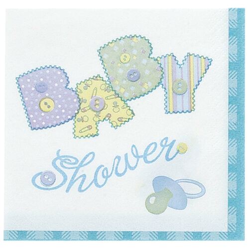 Baby Blue stitching Luncheon Napkins 2ply 16 Pack