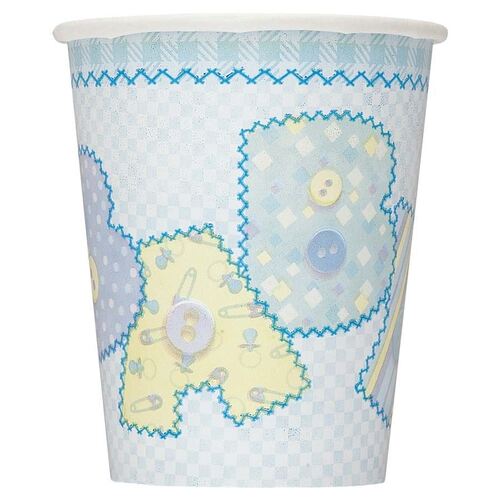 Baby Blue Stitching Paper Cups Paper Cups 8 Pack 270ml