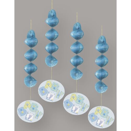 Baby Blue Stitching Hanging Decorations 4 Pack