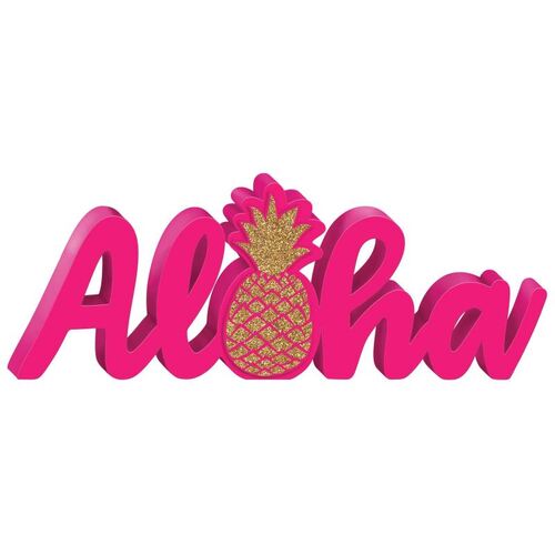 Aloha & Pineapple Standing Glittered Word Sign