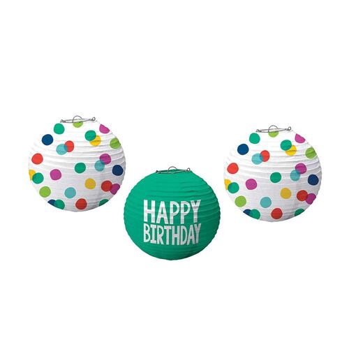 Happy Dots Happy Birthday Paper Lanterns 3 Pack