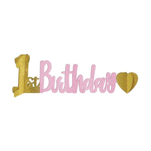 1st Birthday Girl Glittered Centrepiece