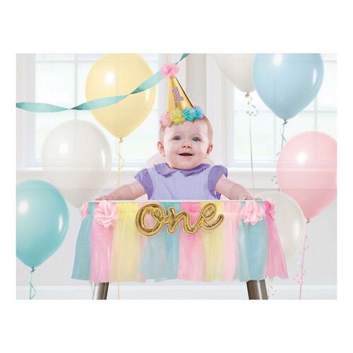 1st Birthday Girl Deluxe High Chair Decoration